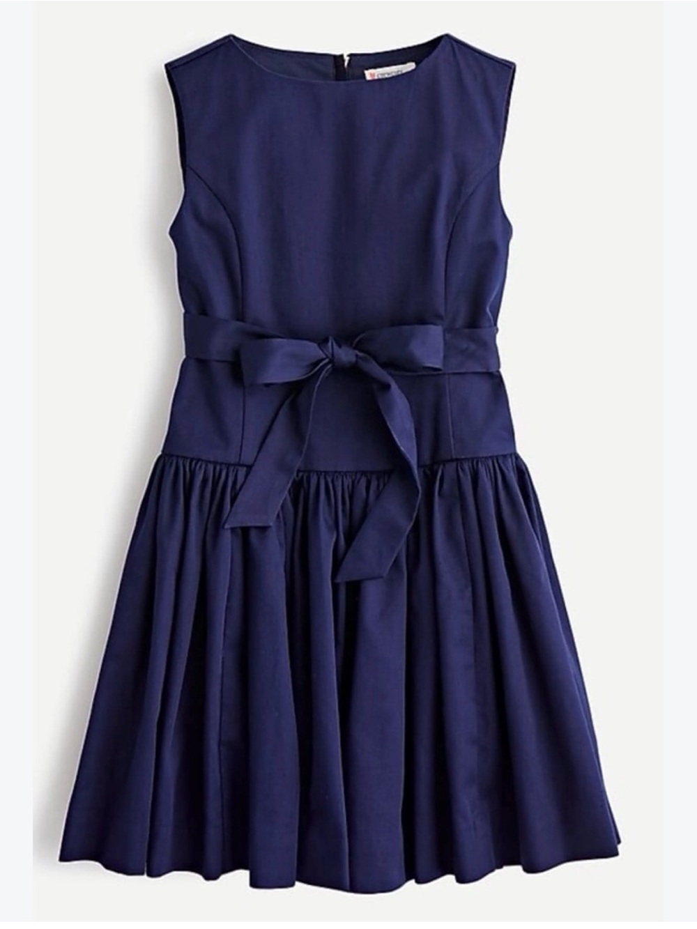 Crewcuts Girls' Dress Navy Blue Size 7 drop waist bow tie zipper twirl